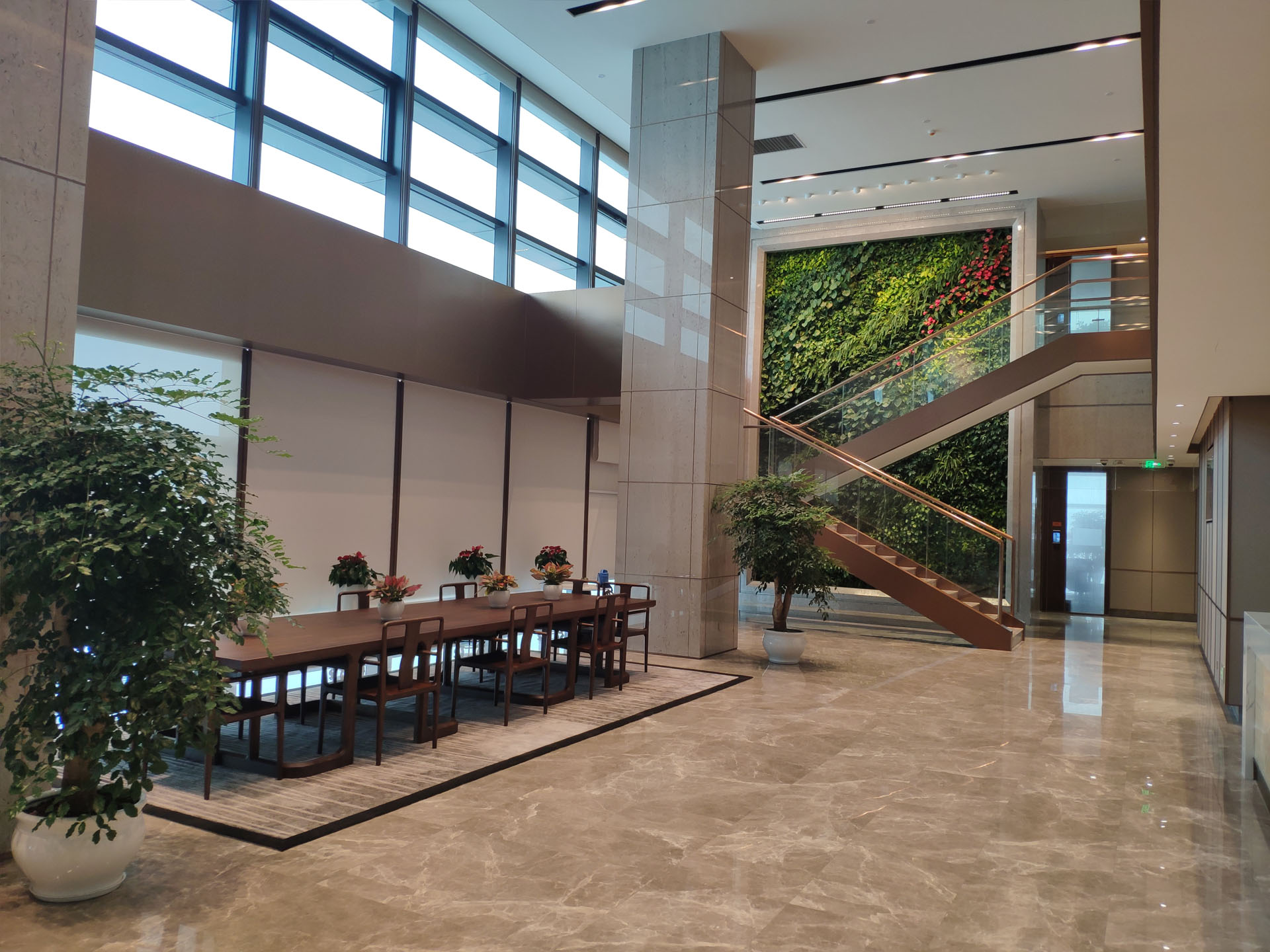 自贸大厦大堂垂直绿化
