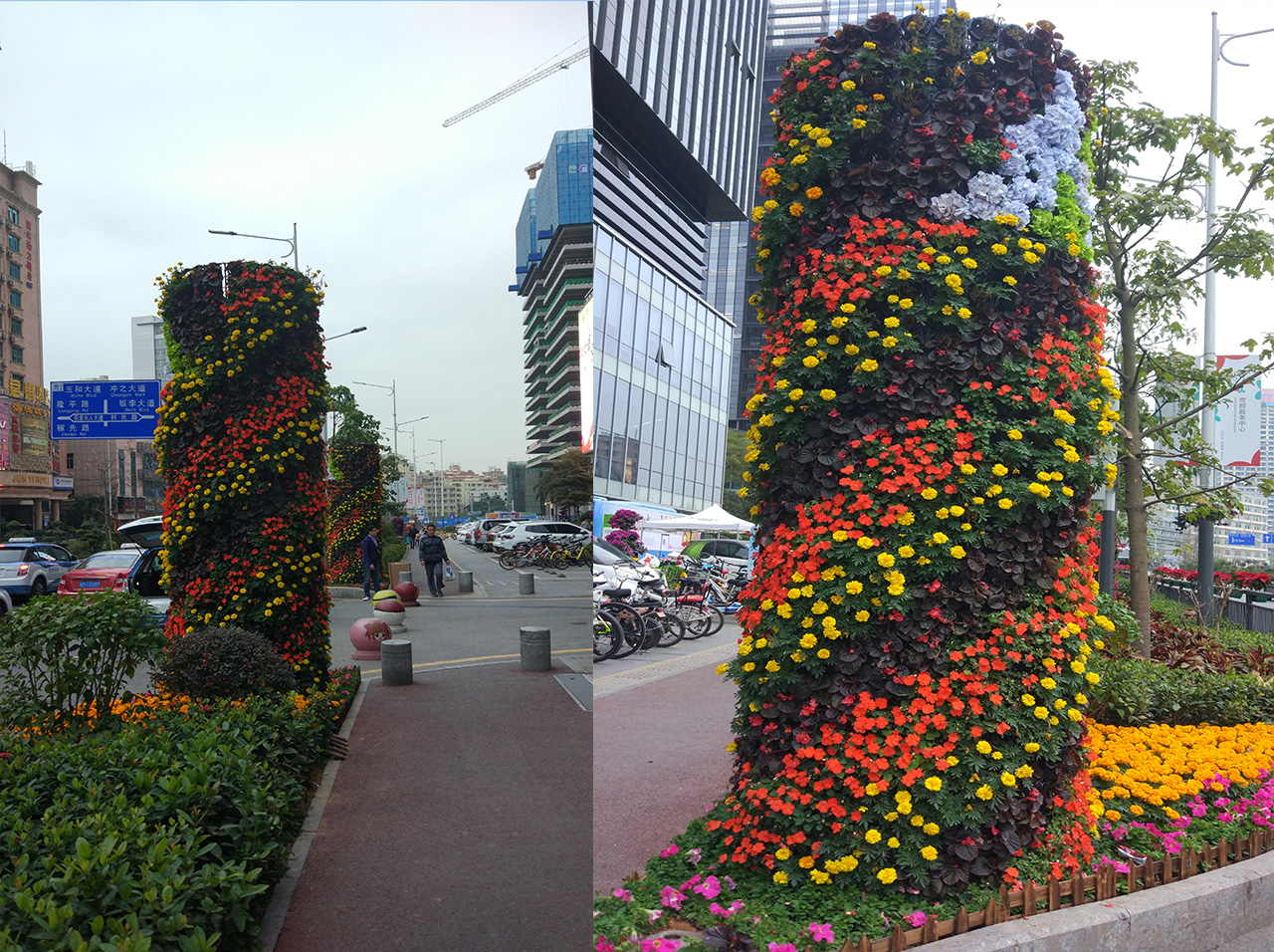 时花立柱垂直绿化植物墙