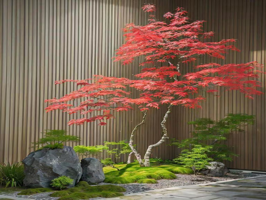 仿真红枫树微景观组合小景