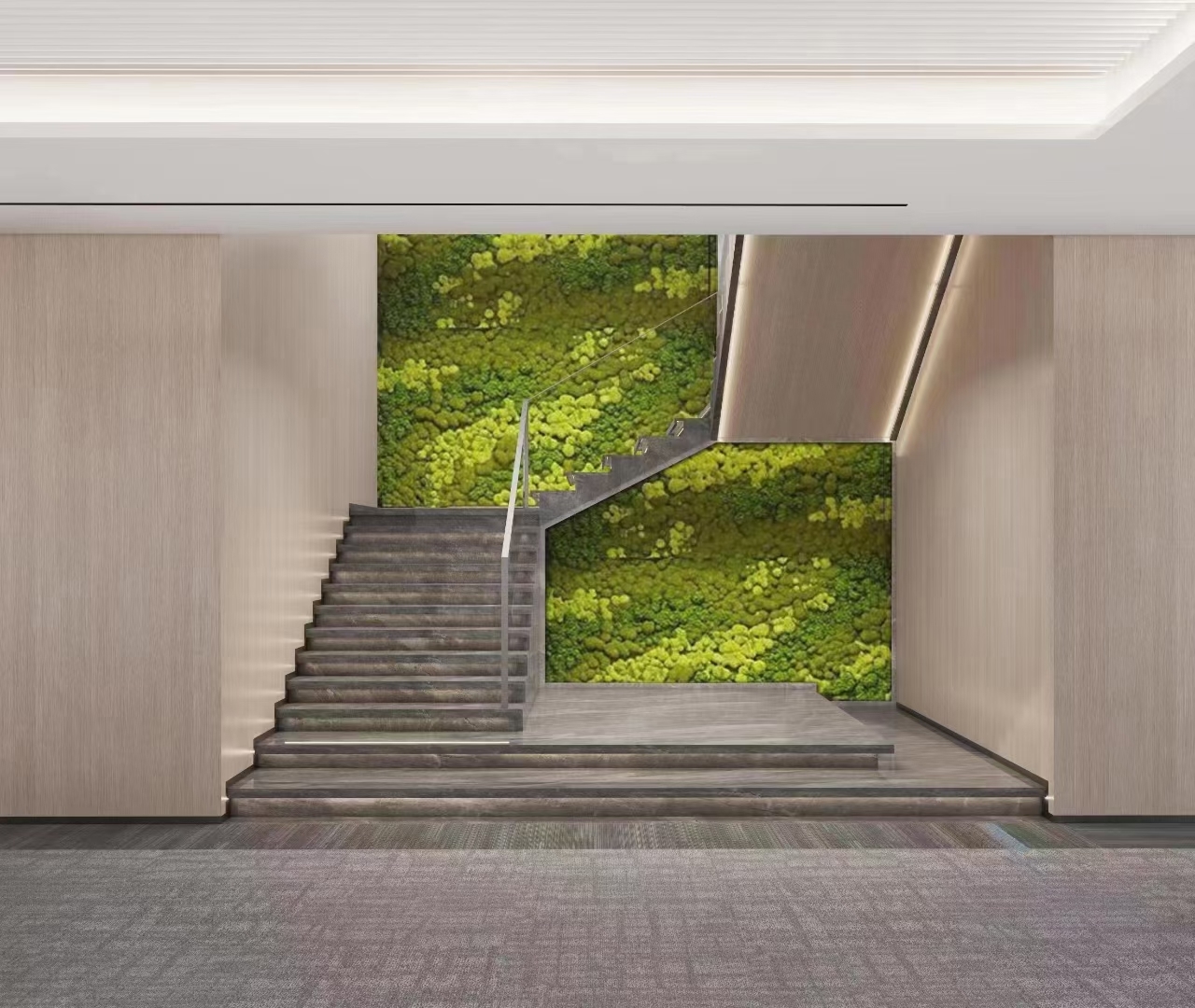楼梯永生苔藓垂直绿化植物墙