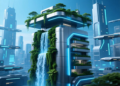 AI建筑垂直绿化效果图1