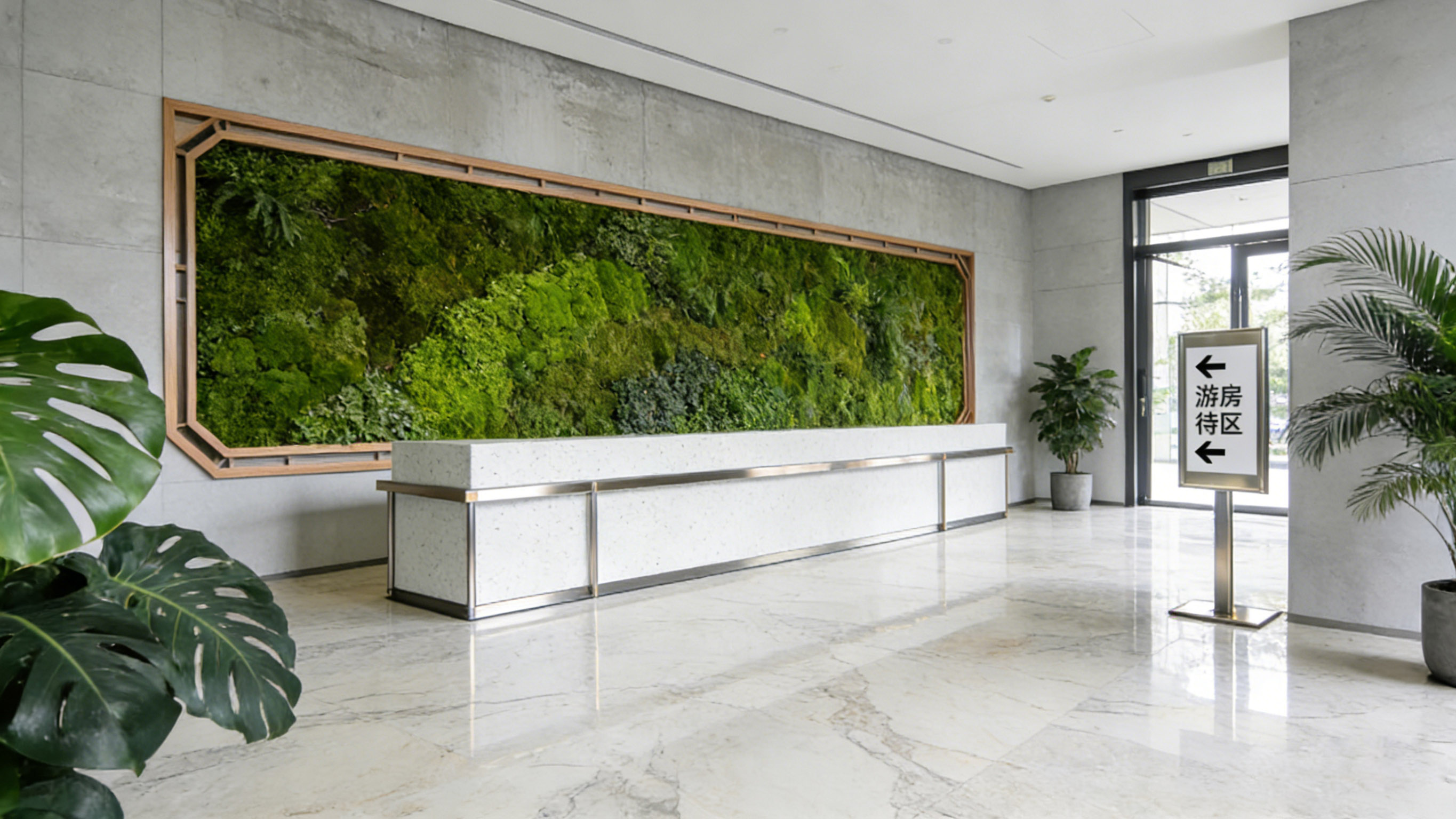 AI大堂前台垂直绿化永生苔藓效果图15