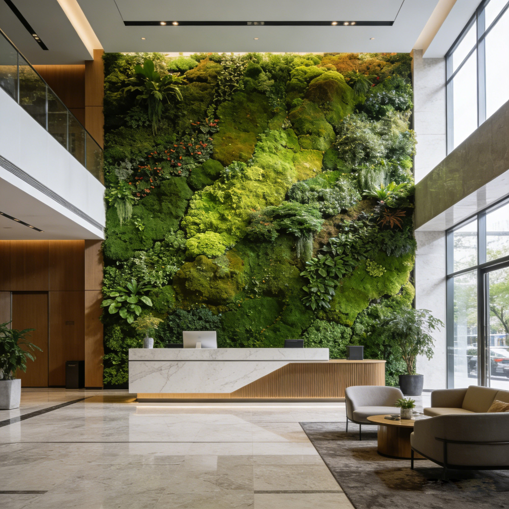 AI大堂前台垂直绿化永生苔藓效果图16