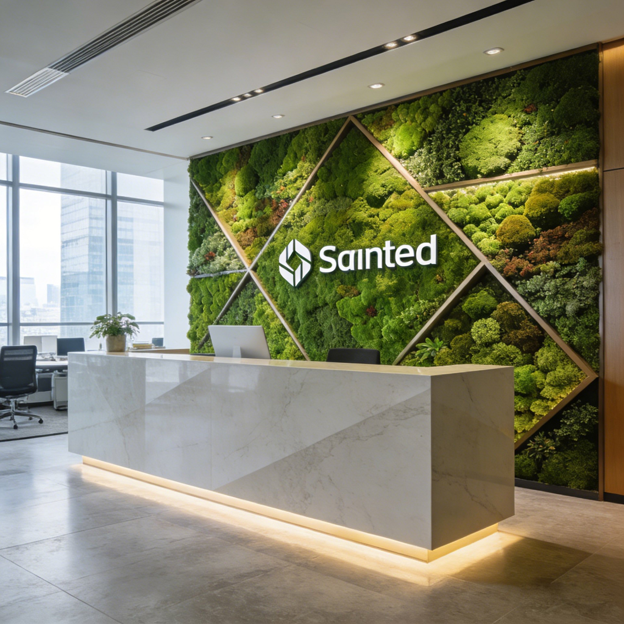 AI大堂前台垂直绿化永生苔藓效果图17