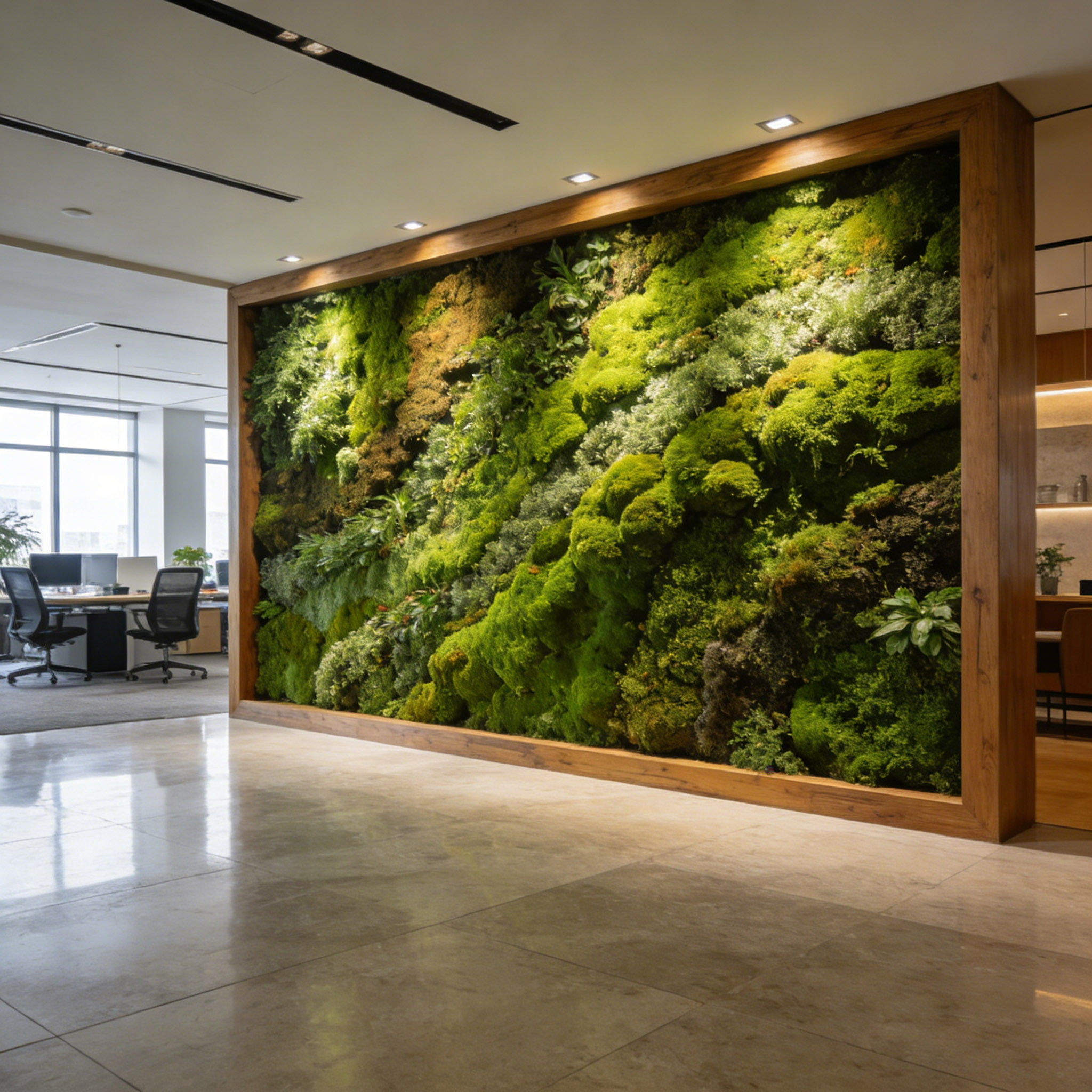 AI办公室垂直绿化永生苔藓效果图18